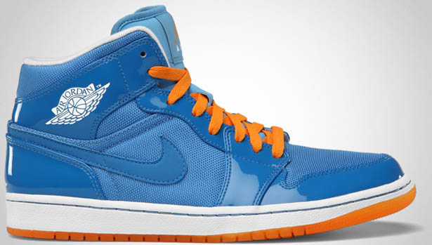 White blue outlet orange jordans