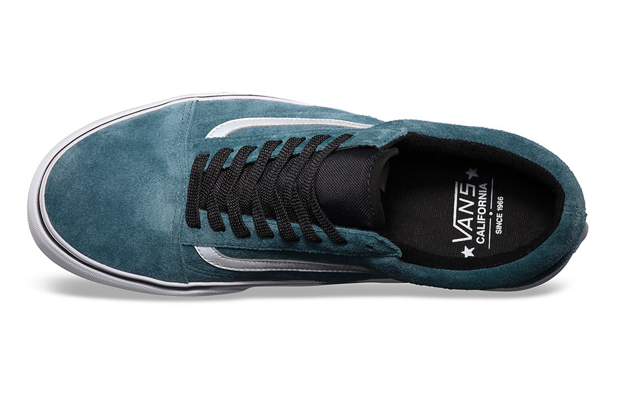 vans old skool blue reflector suede