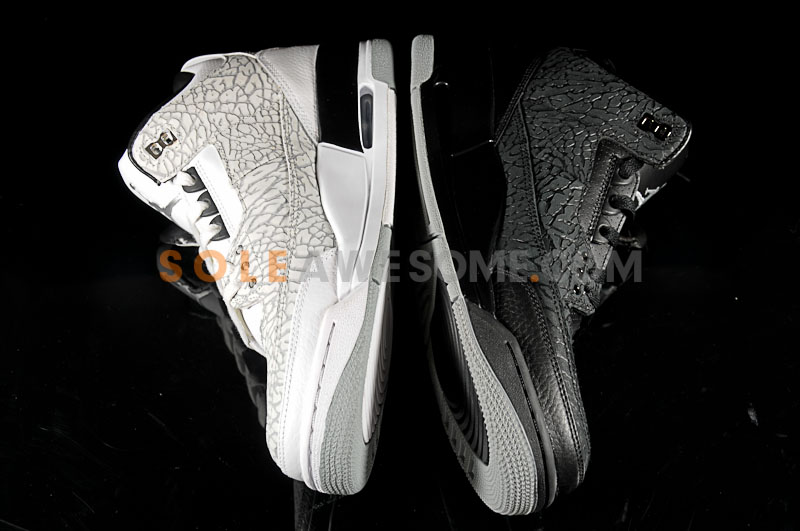 Air Jordan Retro 3 Flip - Black & White Comparison Photos