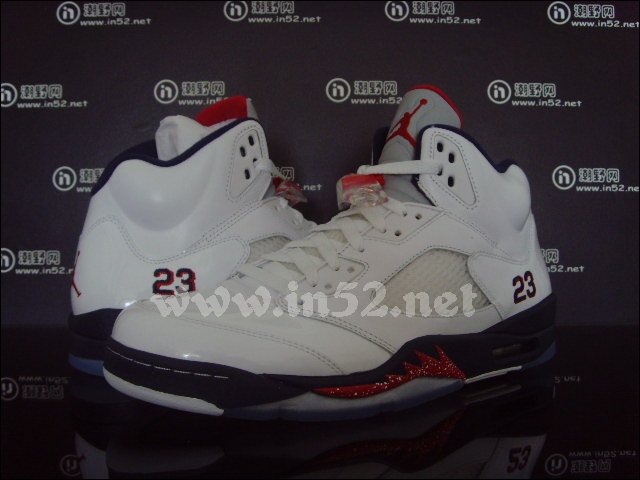 Air Jordan Retro 5 White Midnight Navy Varsity Red 136027-103