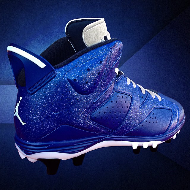 Air Jordan VI 6 Dallas Blue Cleats by Recon for Michael Crabtree (2)