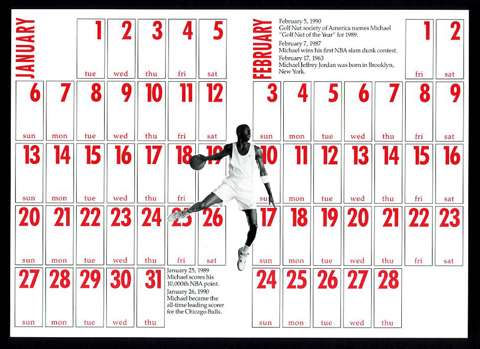 1991 air jordan flight club calendar