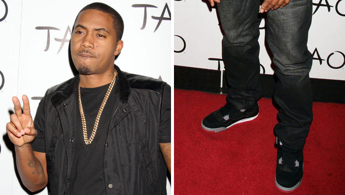 Nas wearing Air Jordan IV 4 Black Cement