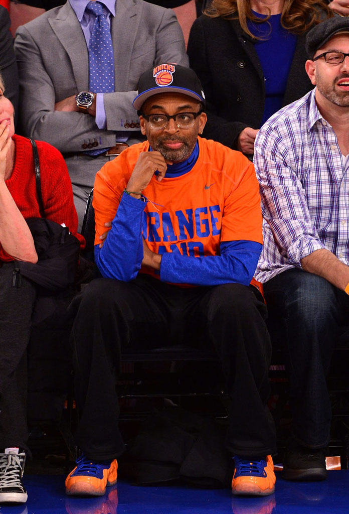 Spike Lee wearing Nike Air Foamposite One Knicks