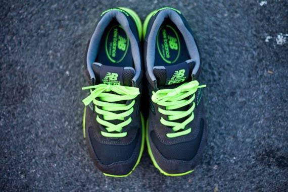 black and neon green new balance