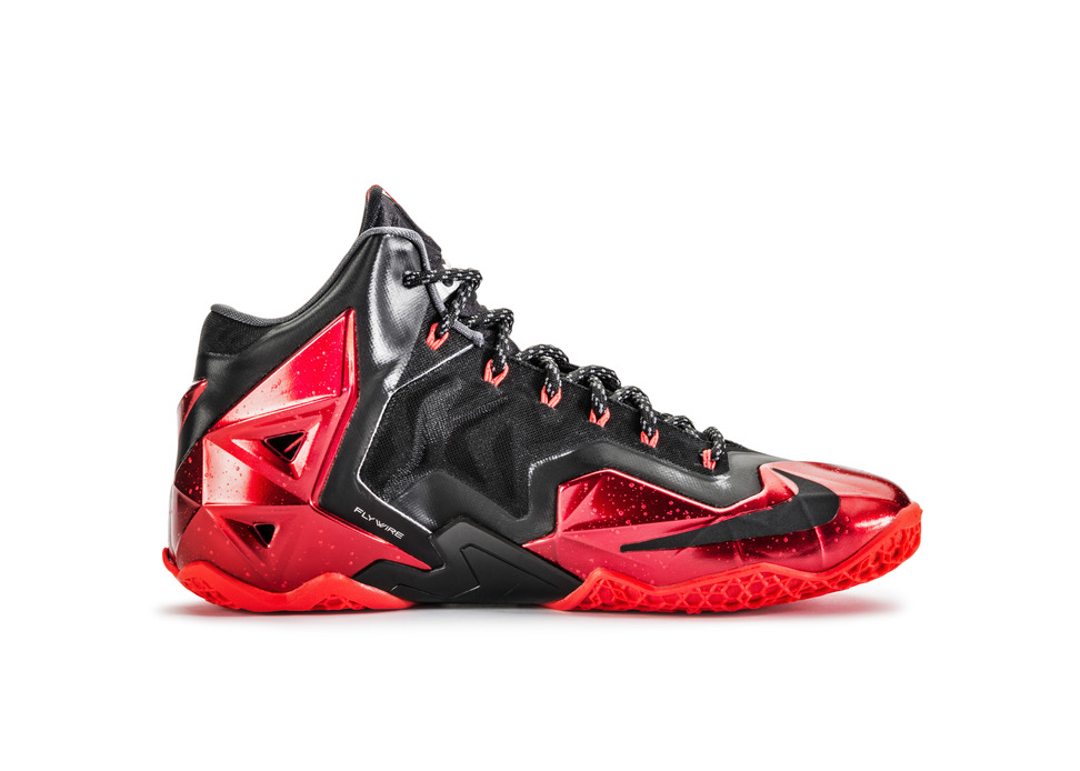 Nike LeBron 11 XI in black university red medial