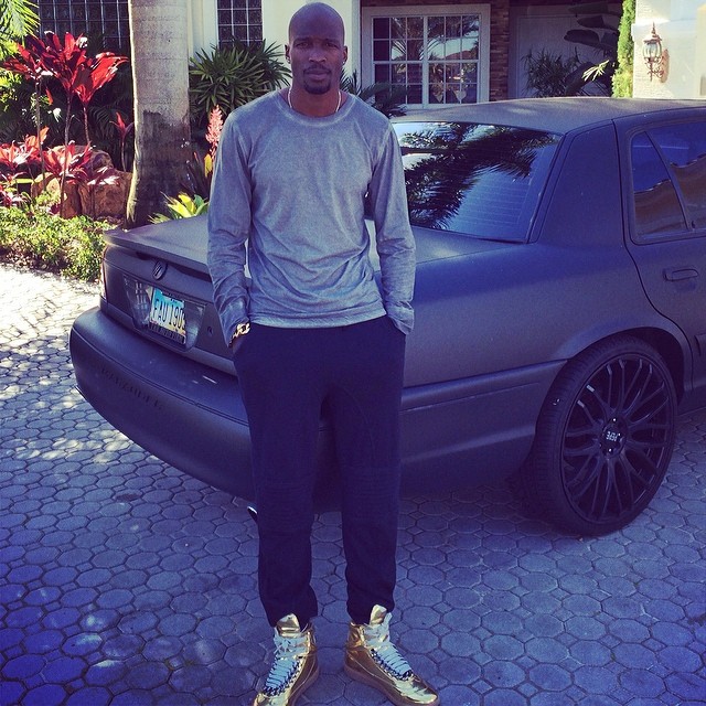 Chad Johnson wearing Maison Martin Margiela Gold Chain Sneakers