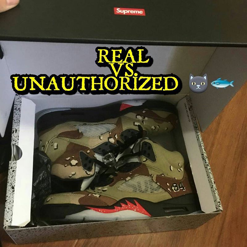 How To Tell If Your 'Camo' Supreme Air Jordan 5s Are Real or Fake