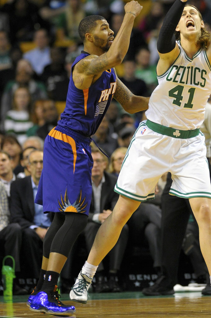 Markieff Morris wearing Nike Air Foamposite One Suns (2)