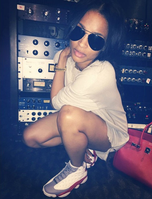 Ciara wearing Air Jordan XIII 13 Grey Toe