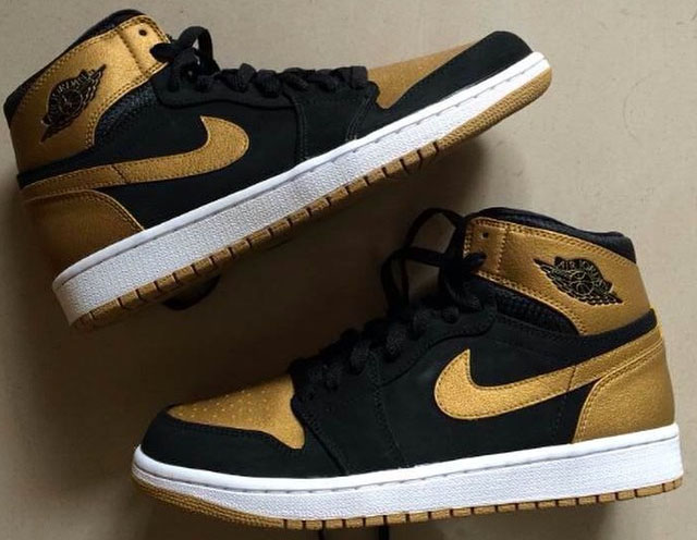 gold and black jordan 1s