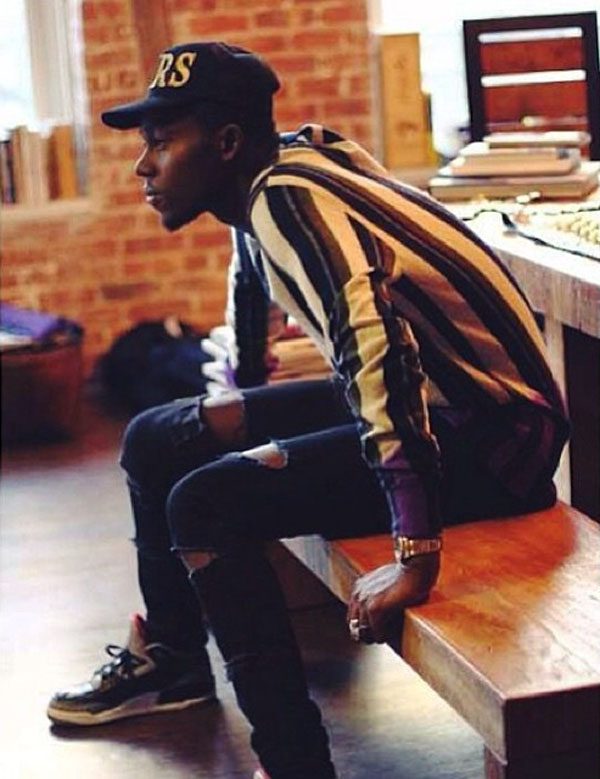 Theophilus London wearing Air Jordan 3 Black Cement