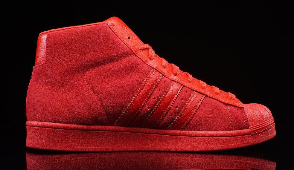 all red high top shell toe adidas