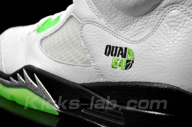 Air Jordan Retro 5 Quai 54 White Black Metallic Silver Radiant Green 467827-105