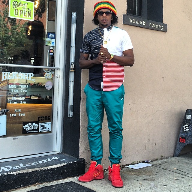 Trinidad James wearing Nike SB Dunk High Chinese New Year