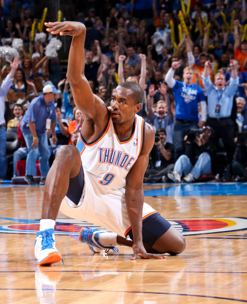 Serge Ibaka wearing adidas adizero Ghost 2 Home PE