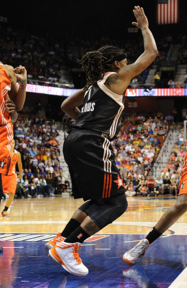 Shavonte Zellous wearing adidas Crazy Fast White Orange