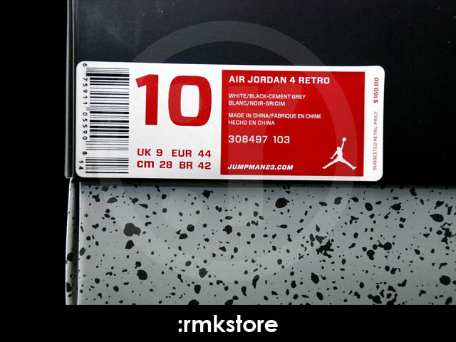 Air Jordan 4 IV Retro Shoes Cement 308497-103 (15)