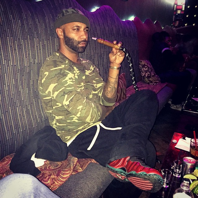 Joe Budden wearing Nike Air Foamposite One Metallic Red