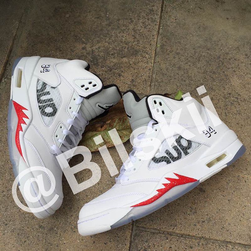 the Third Supreme x Jordan 5 On-Foot Sole