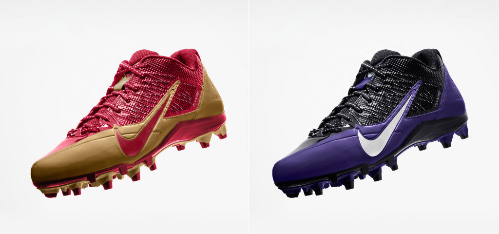 Nike Alpha Pro Cleats Super Bowl XLVII for Baltimore Ravens & San Francisco 49ers