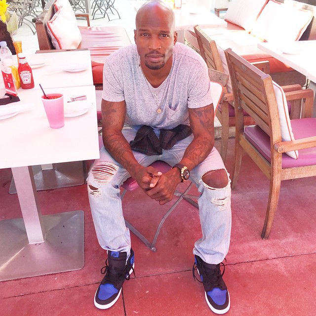 Chad Johnson wearing Air Jordan I 1 Royal