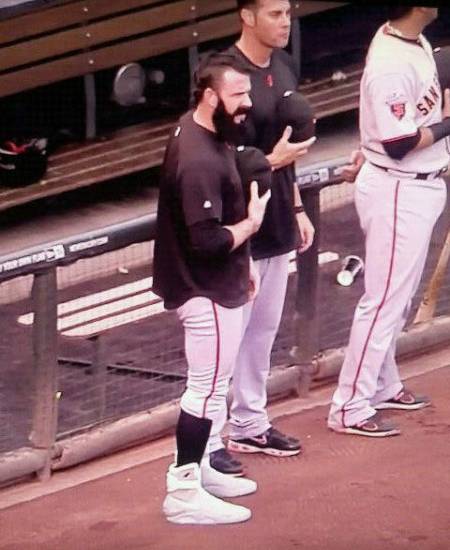 San Francisco Giants Pitcher Brian Wilson Wears Back to the Future Nike MAG Shoes at Practice  