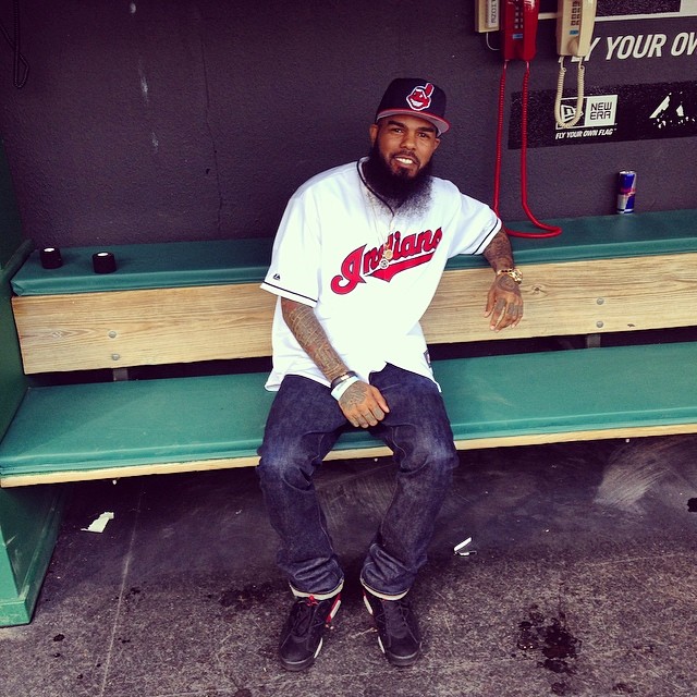 Stalley wearing Air Jordan VI 6 Varsity Red