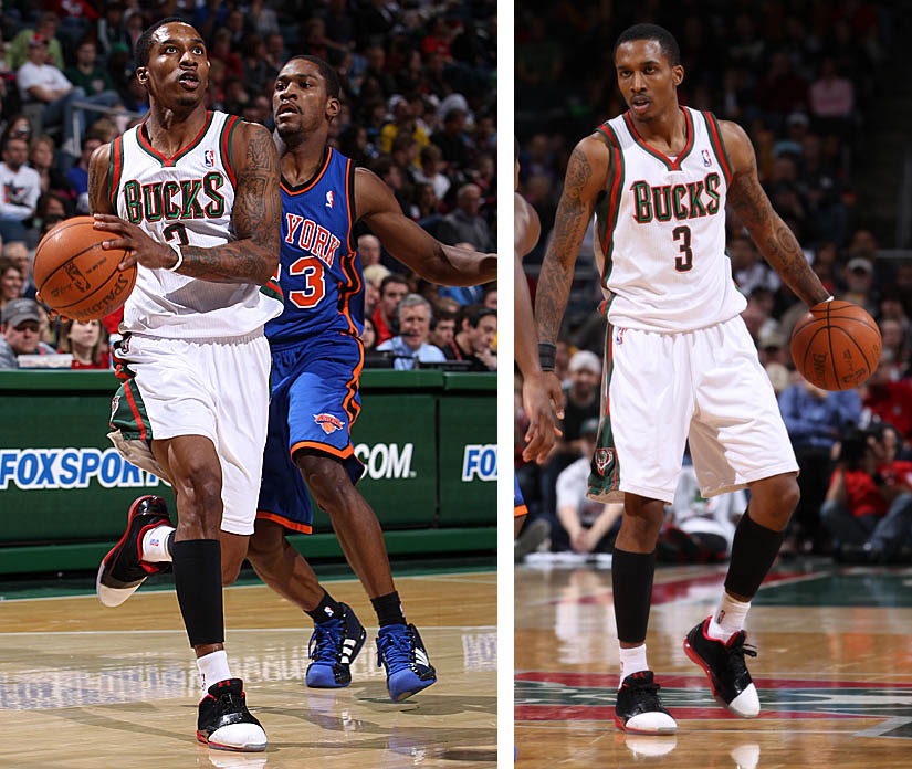 Brandon Jennings Wears Black/Red/White Micro G Black Ice Low