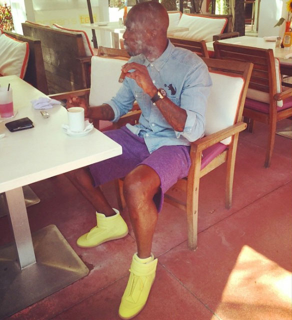 Chad Johnson wearing Maison Martin Margiela Future Sneakers Yellow