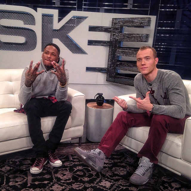 DJ Skee wearing Air Jordan 5 Retro Wolf Grey