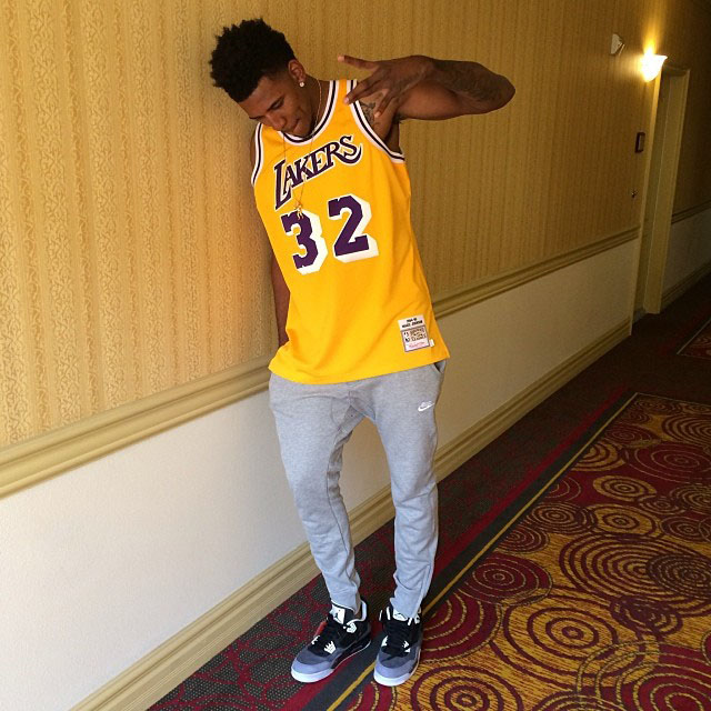 Nick Young wearing Air Jordan 4 Retro Fear