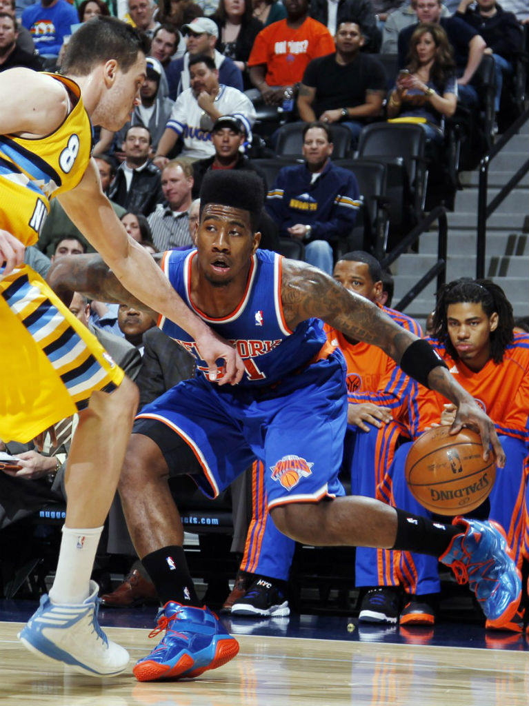 Iman Shumpert wearing adidas Top Ten 2000 Bright Lights Big City; Danilo Gallinari wearing adidas Crazy Fast