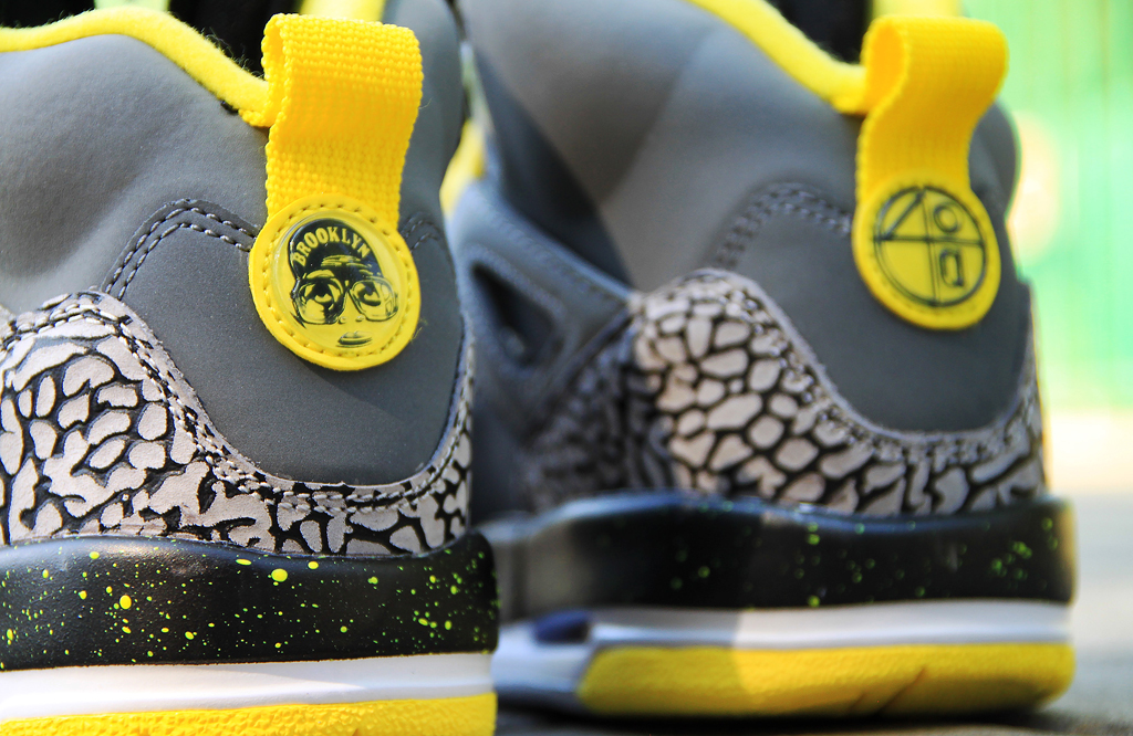 charcoal and yellow jordans