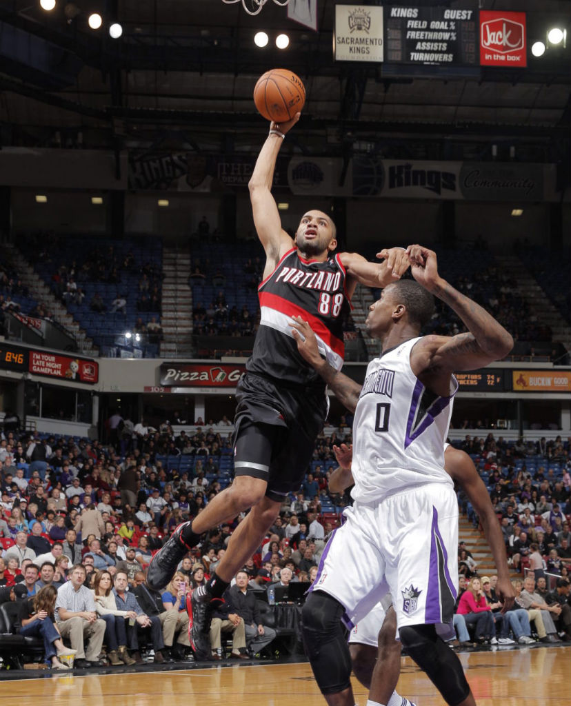 Nicolas Batum wearing adidas adizero Crazy Light 2 Black Red