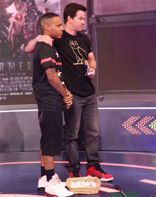 Bow Wow wearing Air Jordan V 5 Fire Red; Mark Wahlberg wearing Jordan 6-17-23