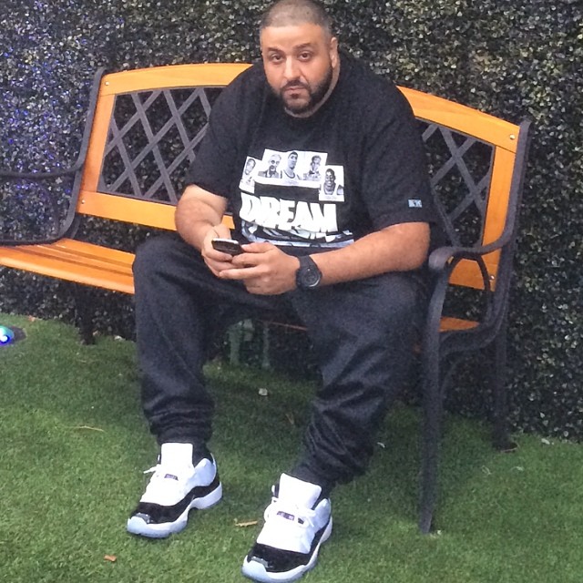 DJ Khaled wearing Air Jordan XI 11 Low Concord