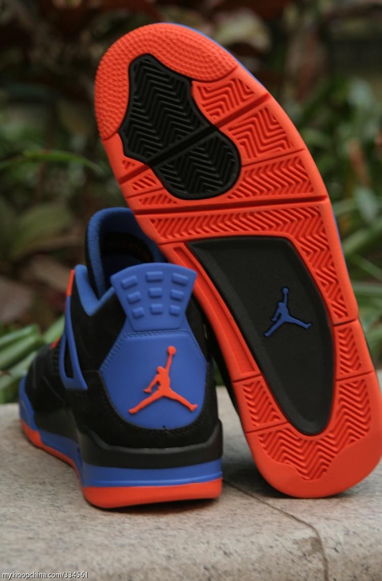 Air Jordan 4 IV Cavs Knicks Shoes Black Orange Blaze Old Royal 308497-027 (42)