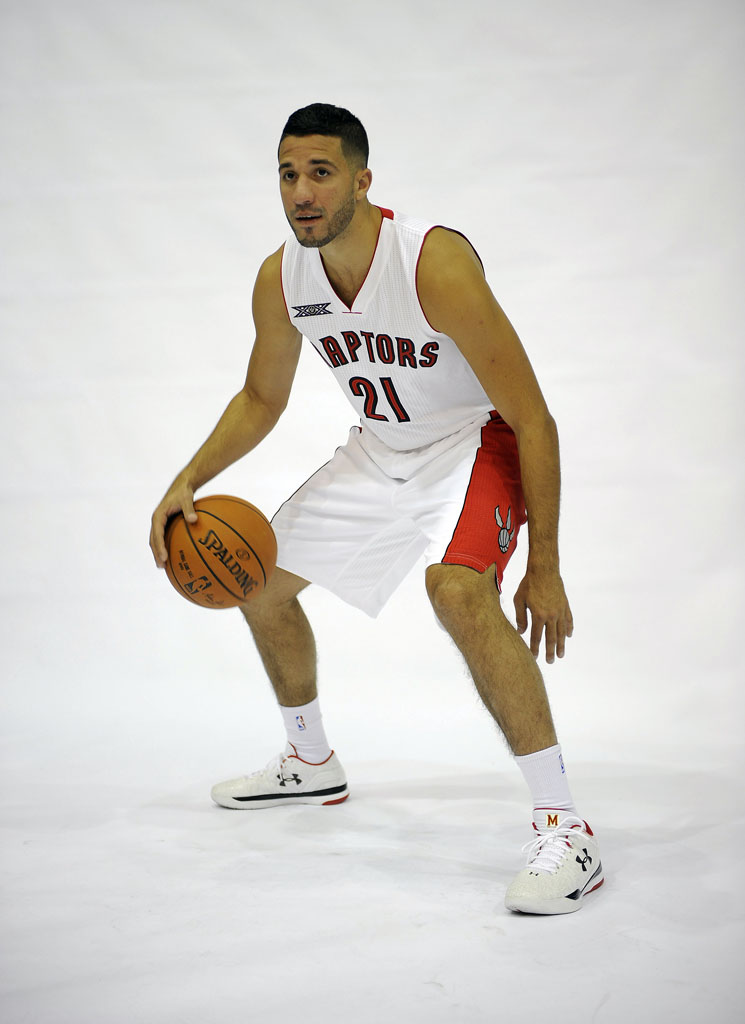 Greivis Vasquez wearing Under Armour ClutchFit Drive Low Maryland PE