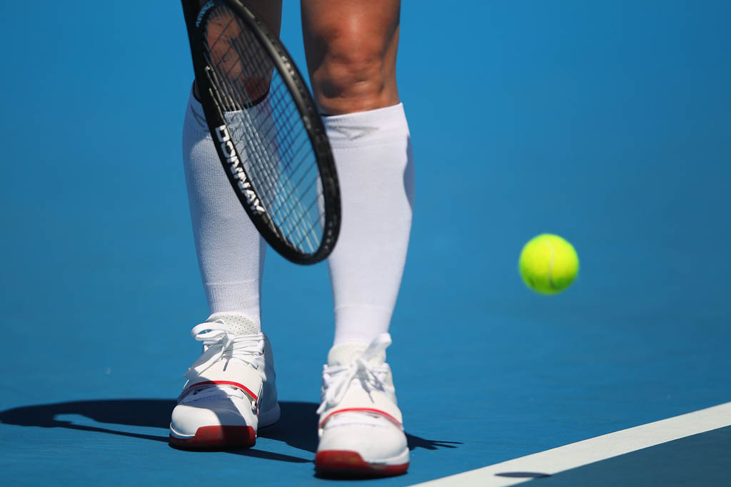 Bethanie Mattek-Sands wearing Under Armour Micro G Bloodline