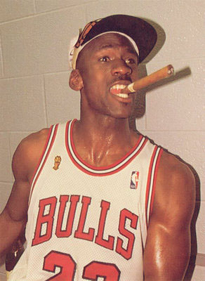 Michael Jordan Smokes Cigar