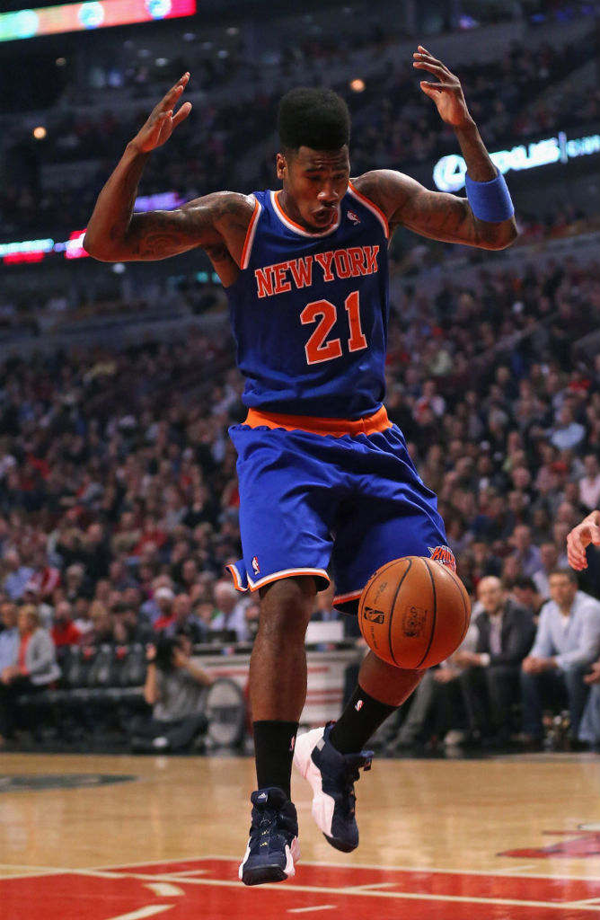 Iman Shumpert wearing adidas Top Ten 2000 Indigo White