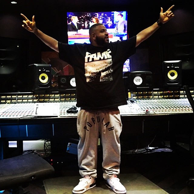 DJ Khaled wearing Air Jordan III 3 Cement