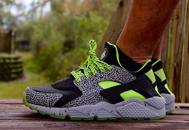 lime green and black huaraches