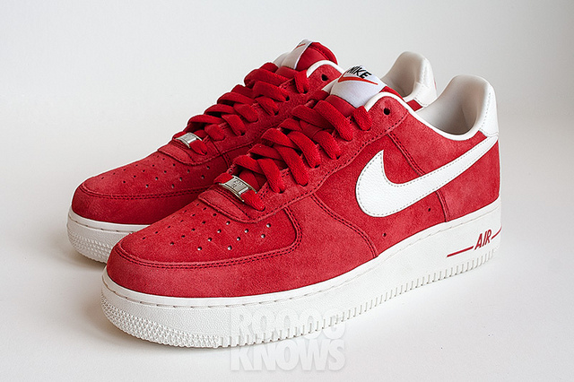 nike air force 1 red and white suede