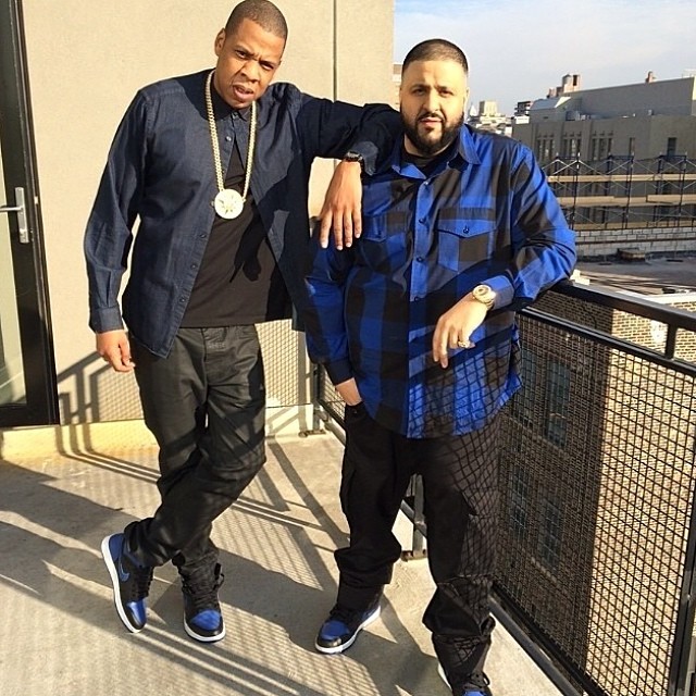 DJ Khaled wearing Air Jordan I 1 Black/Royal