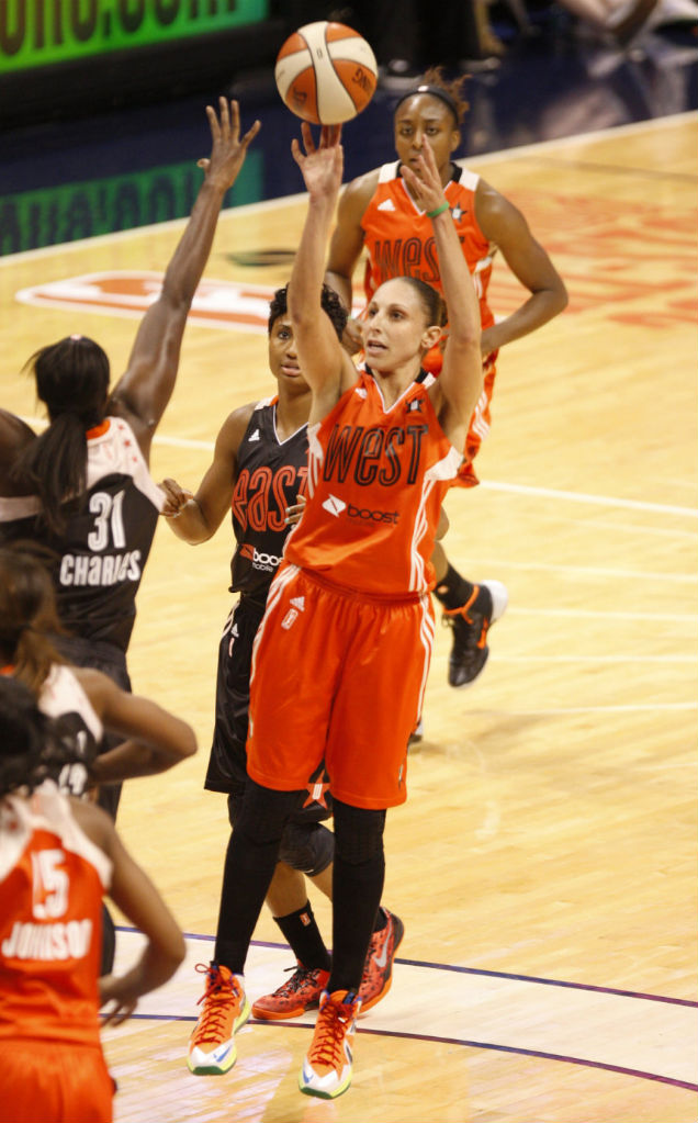 Diana Taurasi wearing Nike LeBron X PS Elite All-Star PE