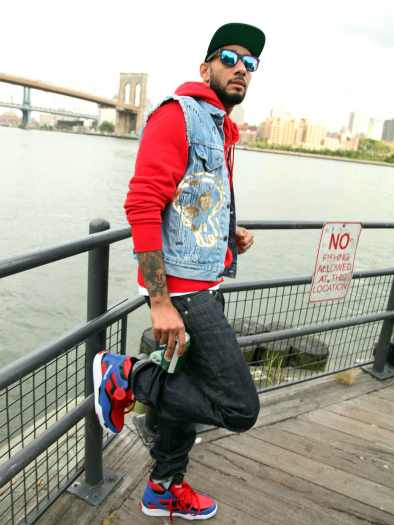 Swizz Beatz wearing Reebok Twilight Zone Pump Spider Man (6)