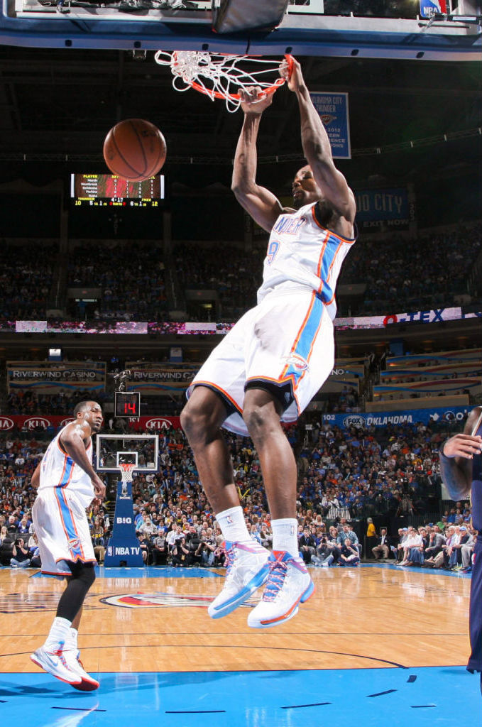 Serge Ibaka wearing adidas Crazy Fast Home PE