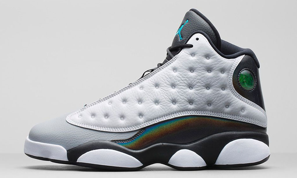 gray and white jordan 13